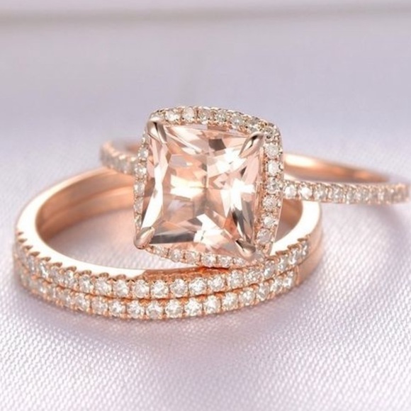 de_agate Jewelry - 18K Rose Gold Plated with 4.25ct Morganite Ring